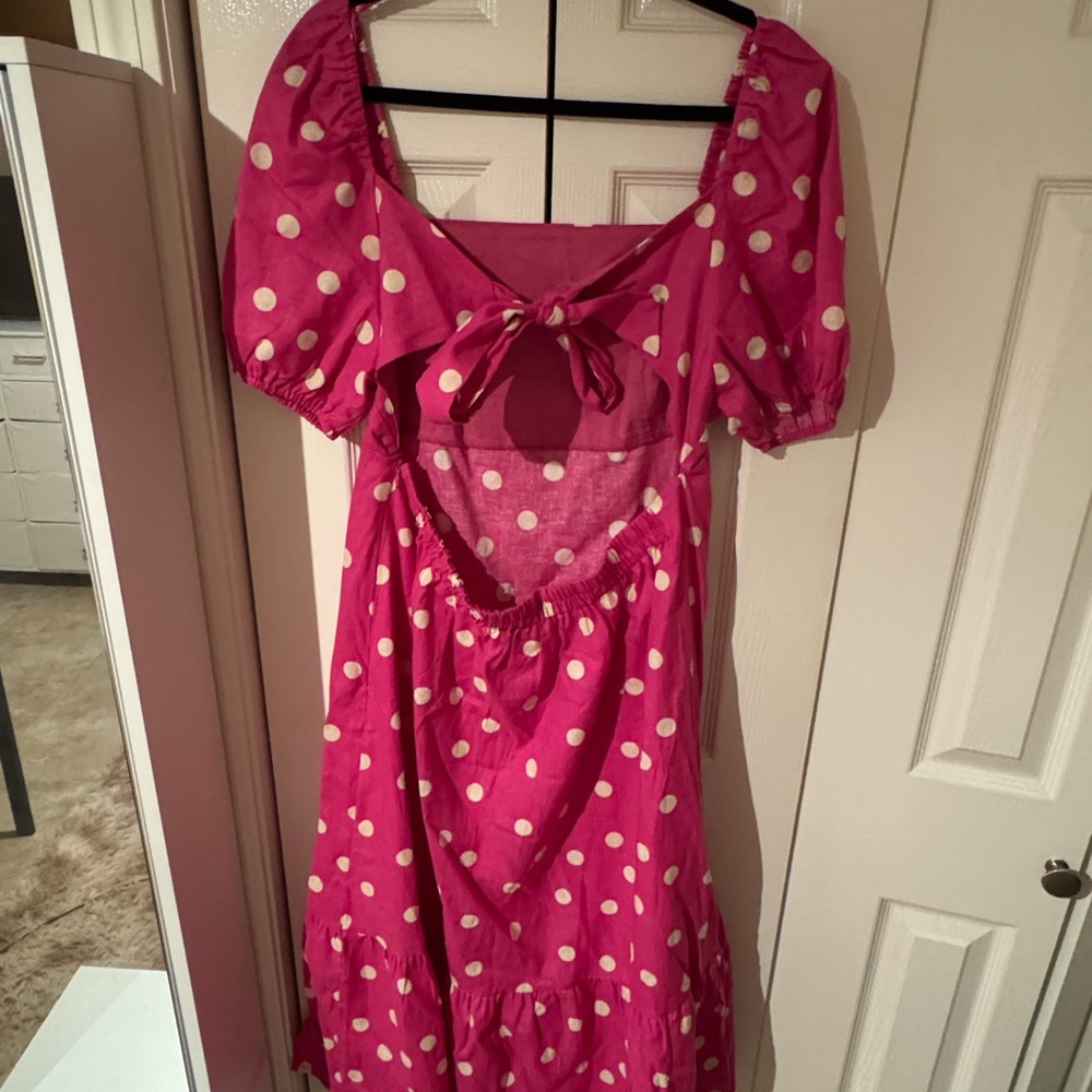 Princess Highway Pink Polka Dot Midi Dress